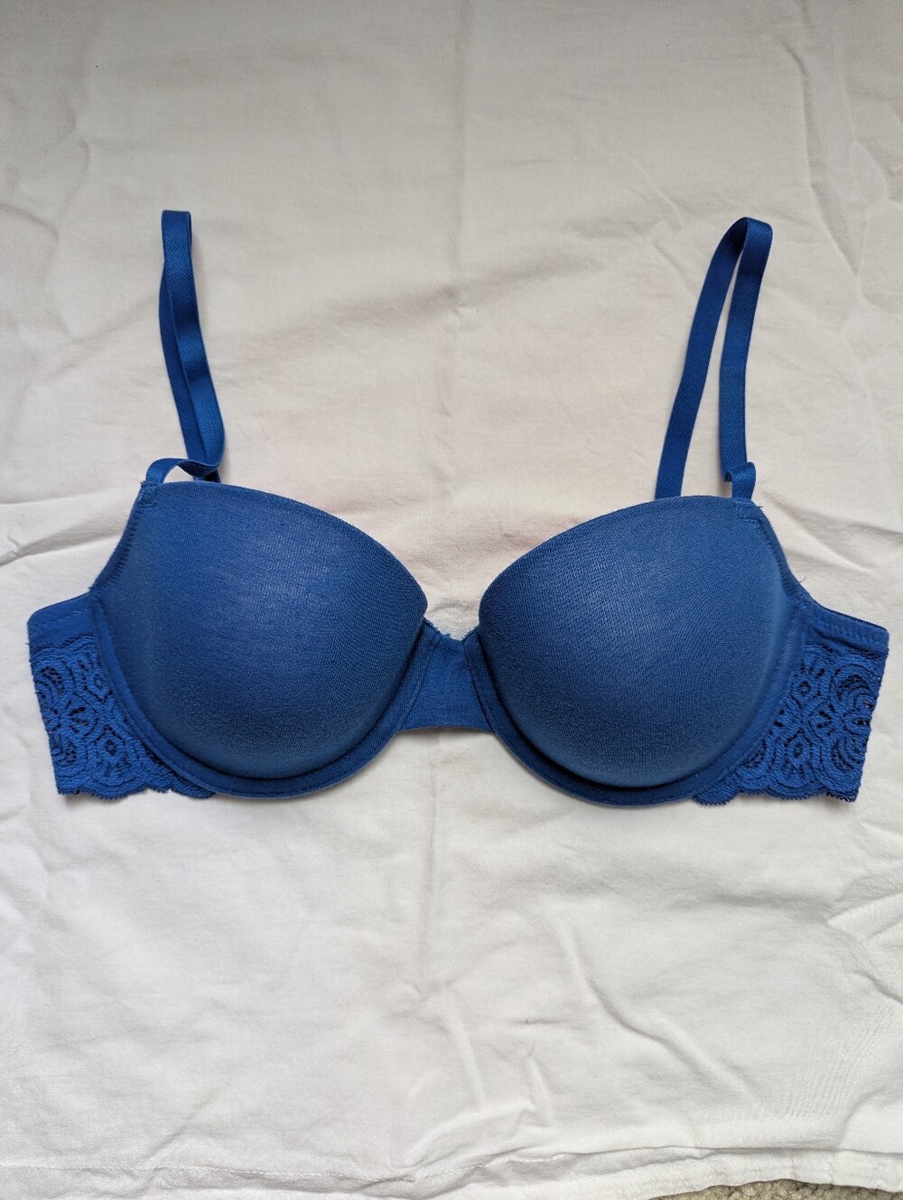 La Senza Remix Lightly Lined Cotton Demi Bra Size 34C Blue Colour